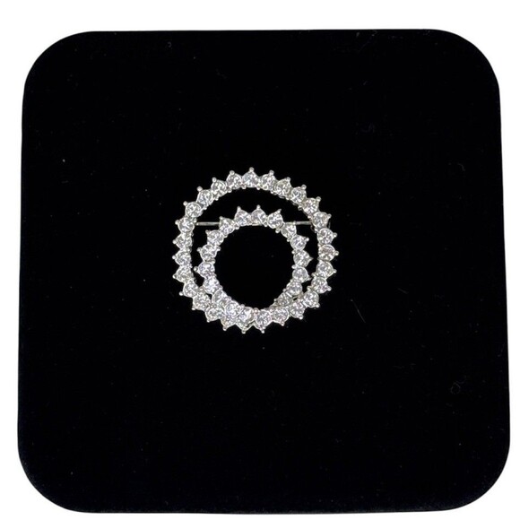Nolan Miller Crystal Rhinestone Circle Swirl Eternity Brooch Pin Silver Tone Vtg - Picture 8 of 8